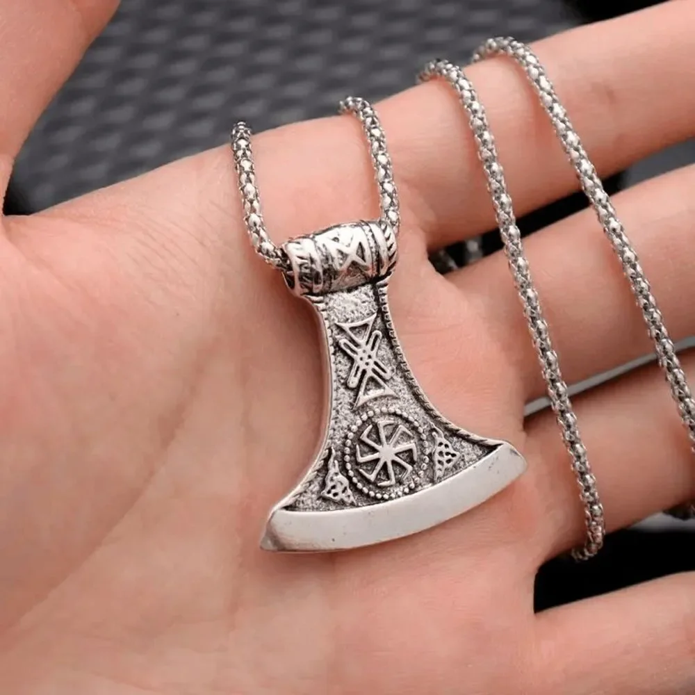 Viking Ax Stainless Steel Pendant Necklace